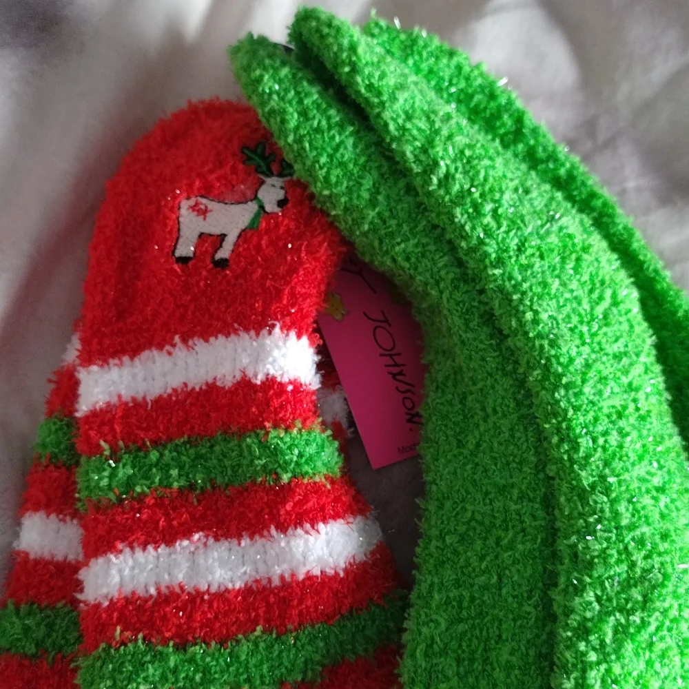 four pairs Betsey Johnson cozy socks Christmas